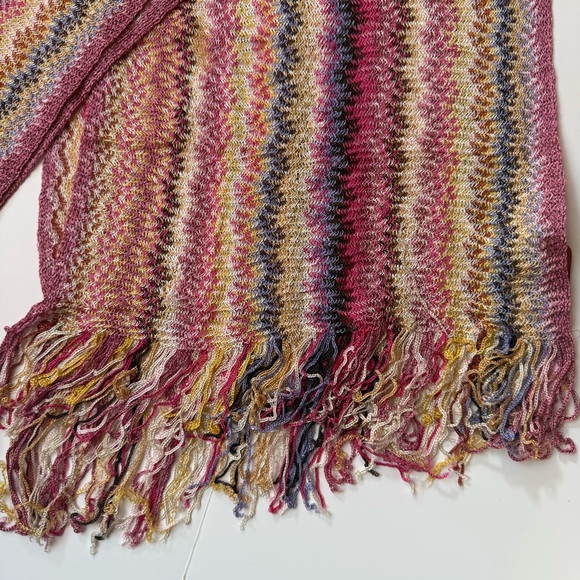 Missoni Zigzag Fringed Scarf Multicolor Made in Italy 88” - Picture 3 of 4